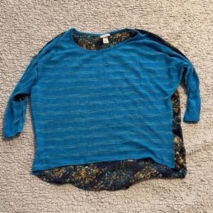 Mossimo Supply Co. Teal and Floral Layered Blouse